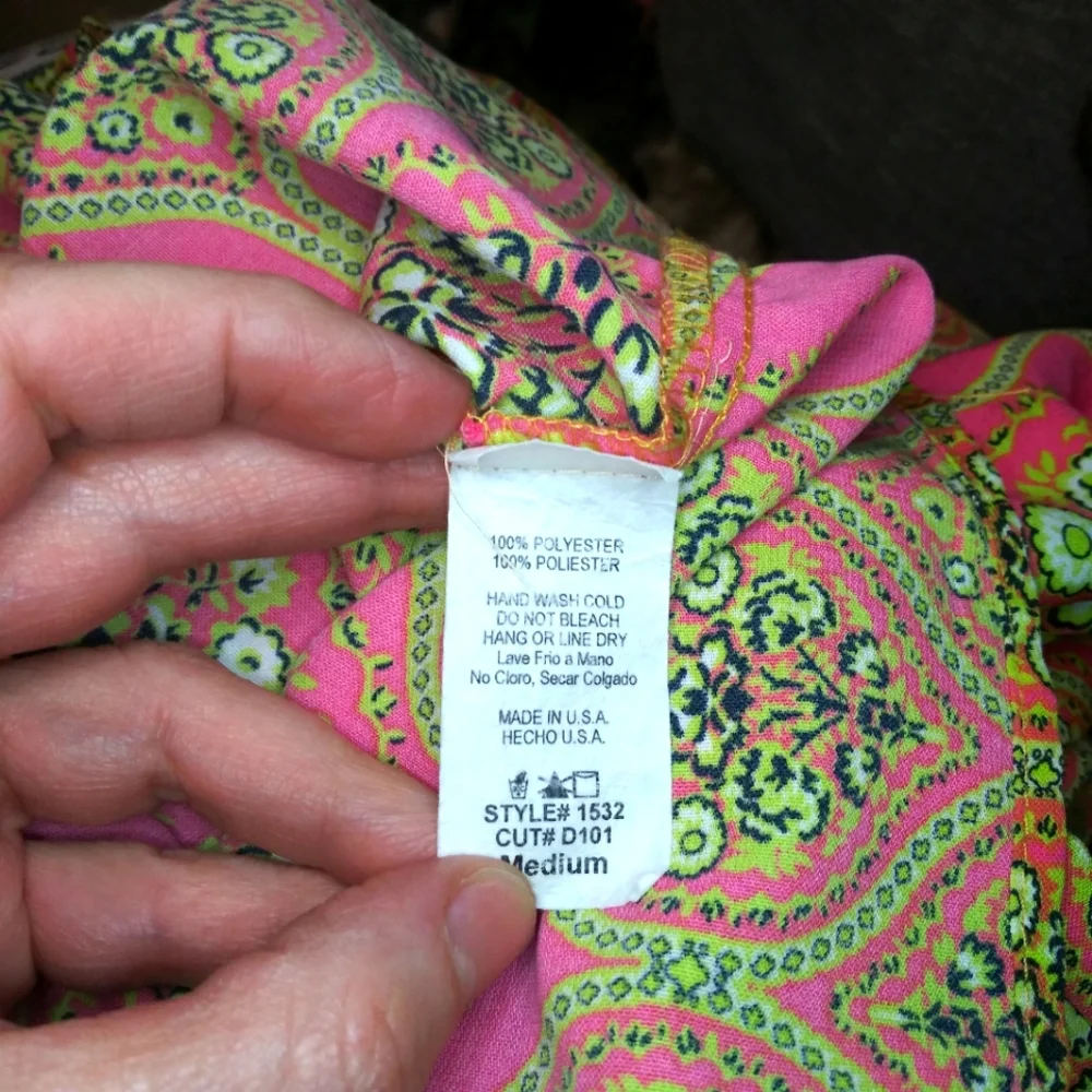 Moss Hot Pink & Lime Floral Boho Mini Dress/Swim Cover - Picture 7 of 8